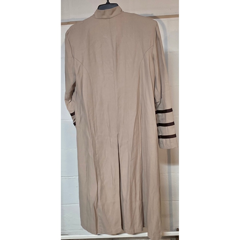 Vintage J.R.T. Newport News Beige Military Duster Coat Stripe Mandarin Collar 12 - Picture 10 of 10